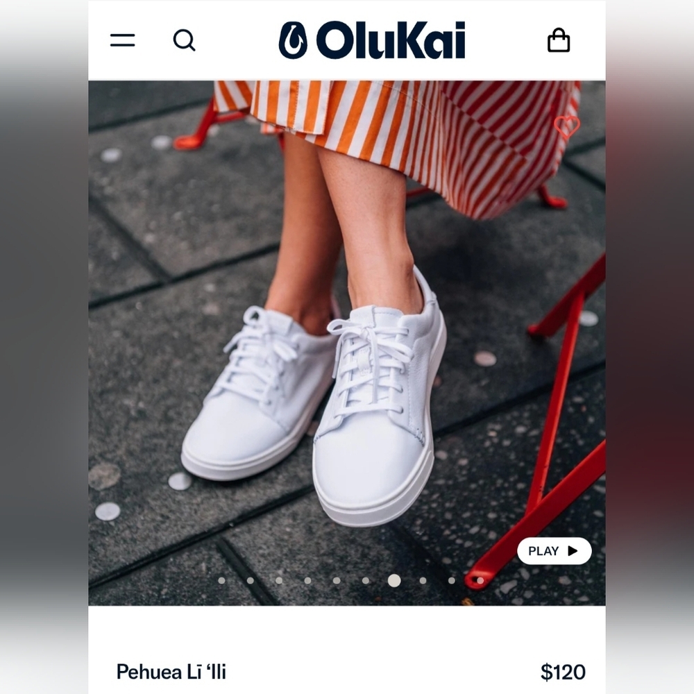 OluKai Women's White Low-Top Lace-Up Sneakers